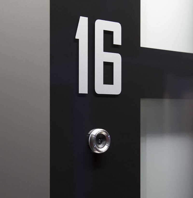 House number applied to a front door